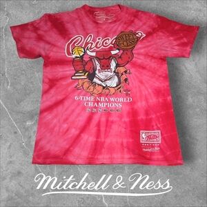 Mitchell & Ness Unisex Chicago Bulls 6-Time NBA World Champs Tee‎ Red Tie Dye M
